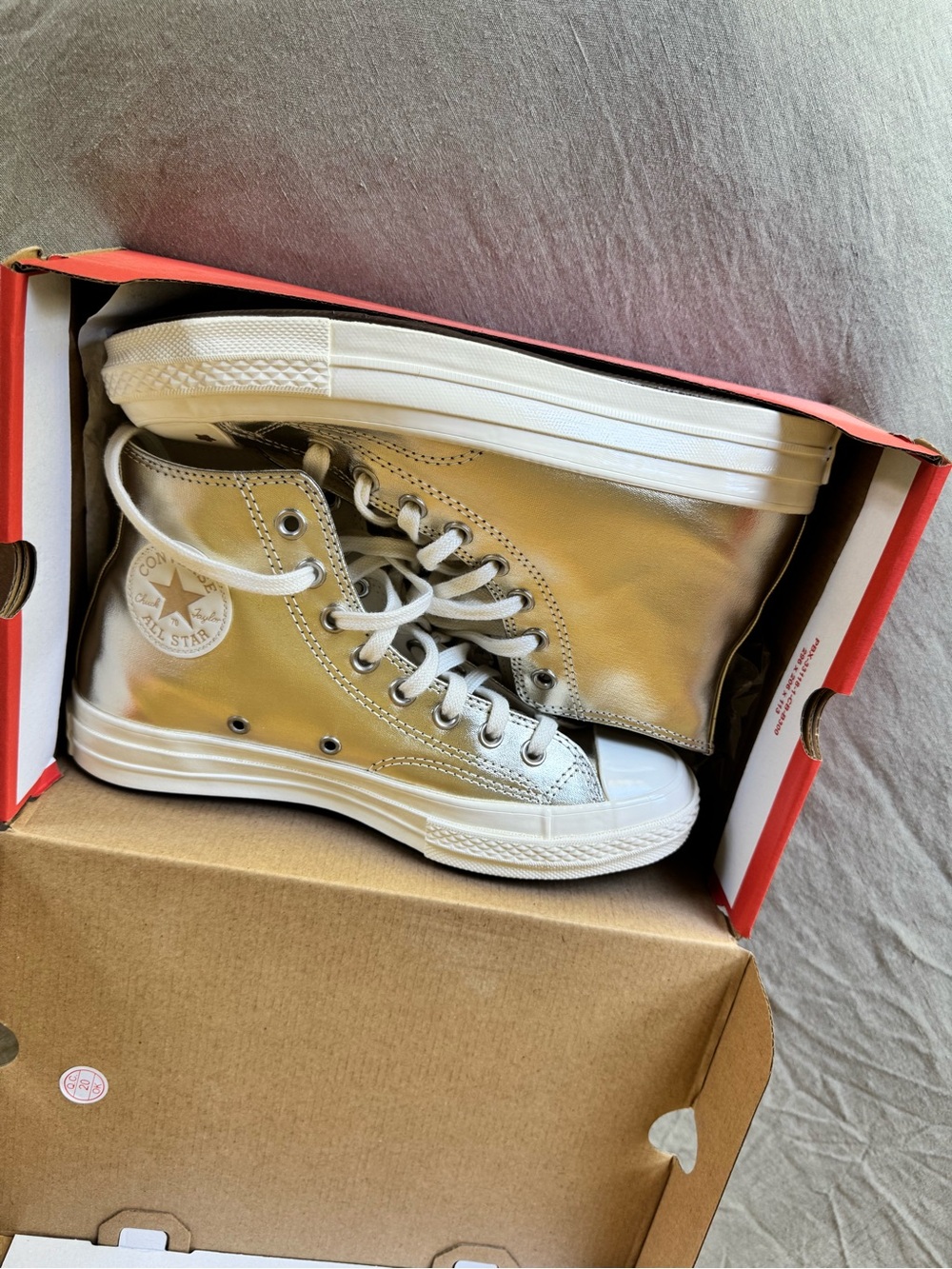 Converse Light Gold Metallic High-Top Platform Sneakers